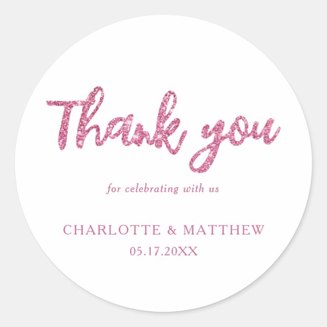 Adesivo Redondo Casamento brilhante magenta magenta-brilhante (Frente)