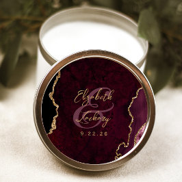 Adesivo Redondo Casamento Burgundy Gold Ágata Script