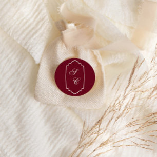 Adesivo Redondo Casamento Burgundy Xadrez Retro Elegante