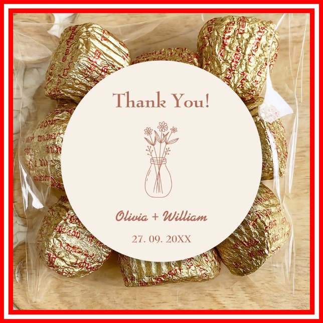 Adesivo Redondo Casamento Burnt Orange Boho Favorece Coração (Criador carregado)