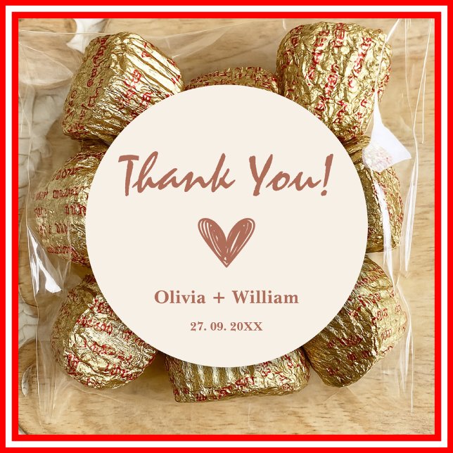 Adesivo Redondo Casamento Burnt Orange Boho Favorece Heart Classic (Criador carregado)