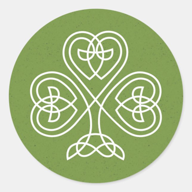 Adesivo Redondo Casamento Celtic Knot Shamrock (Frente)