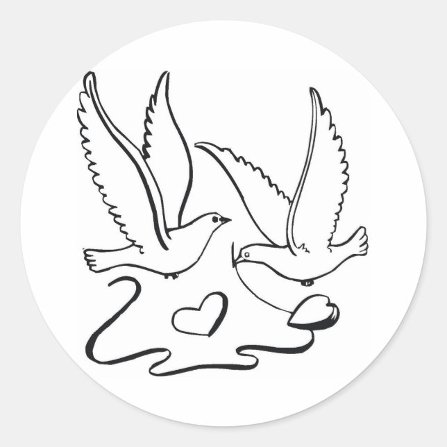 Adesivo Redondo Casamento Ceremony Doves (Frente)