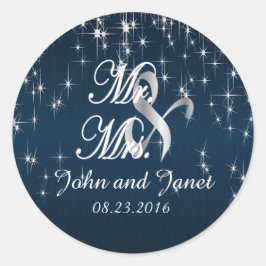 Adesivo Redondo Casamento Charming Star Struck em Azul Marinho 2