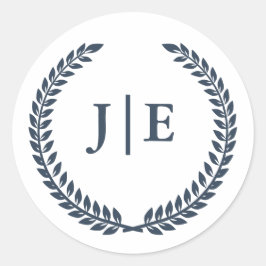 Adesivo Redondo Casamento Chic Elegant Wreath Monogramas