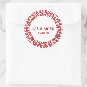 Adesivo Redondo Casamento Chinês de Dupla Felicidade em Círculo Mi