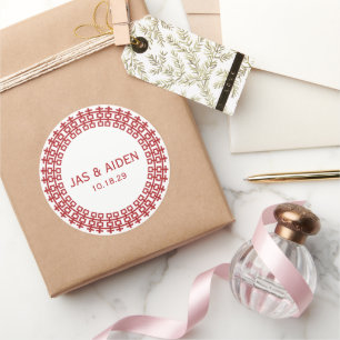 Adesivo Redondo Casamento Chinês de Felicidade Dupla em Círculo Si