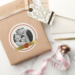 Adesivo Redondo Casamento Chinês de Felicidade Dupla Vermelha ouro