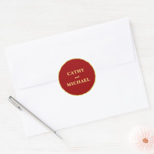 Adesivo Redondo Casamento chinês formal vermelho dourado brilhante