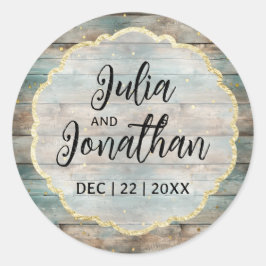 Adesivo Redondo Casamento chique Pastel Wood