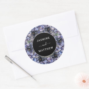 Adesivo Redondo Casamento Clássico Caprichoso Chic Floral Preto Ma
