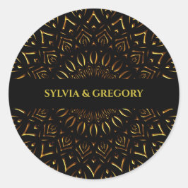 Adesivo Redondo Casamento clássico de luxo elegante com mandala tr