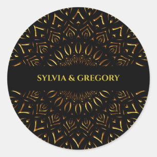 Adesivo Redondo Casamento clássico de luxo elegante com mandala tr