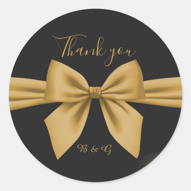 Adesivo Redondo casamento clássico do ouro preto de filigre elegan (Frente)