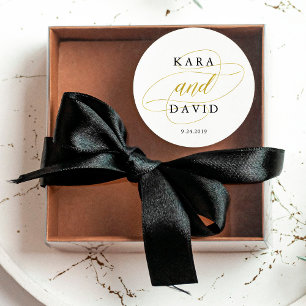 Adesivo Redondo Casamento clássico Dourado do falso glamoroso