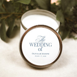 Adesivo Redondo Casamento Clássico Luxuoso Elegante Branco e Azul 