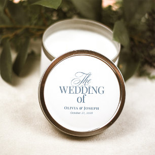 Adesivo Redondo Casamento Clássico Luxuoso Elegante Branco e Azul