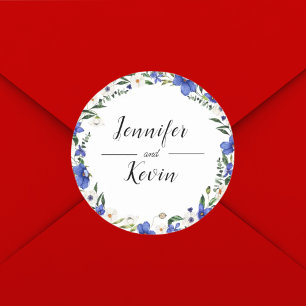 Adesivo Redondo Casamento Colorido de Flor Selvagem Russo Elegante