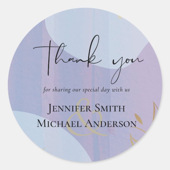 Adesivo Redondo Casamento com Abstrato moderno japonês escandinavo (Frente)