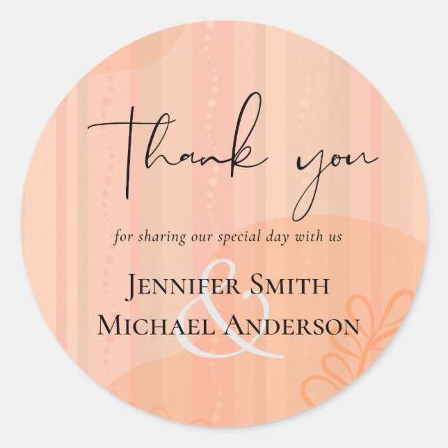 Adesivo Redondo Casamento com Abstrato moderno japonês escandinavo (Frente)