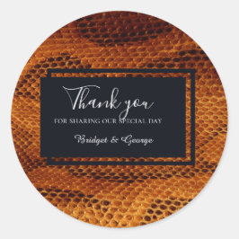 Adesivo Redondo casamento com animais de pele cobra de luxo