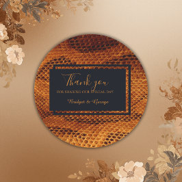 Adesivo Redondo casamento com animais de pele cobra de luxo