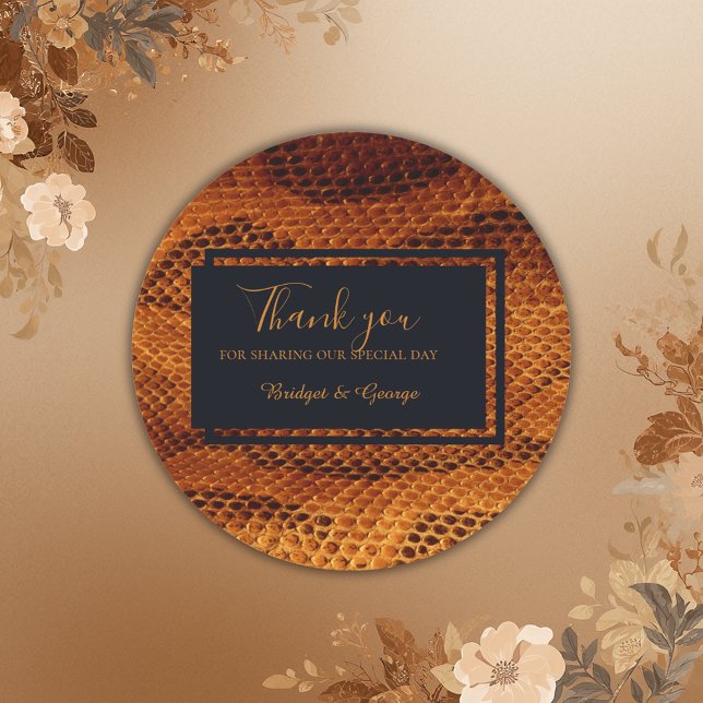 Adesivo Redondo casamento com animais de pele cobra de luxo (Criador carregado)