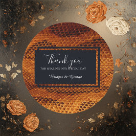 Adesivo Redondo casamento com animais de pele cobra de luxo