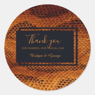 Adesivo Redondo casamento com animais de pele cobra de luxo