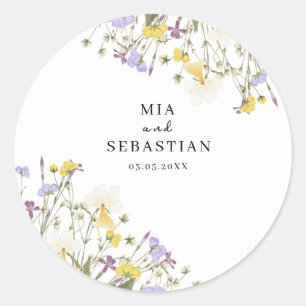 Adesivo Redondo Casamento com Aquarela Lilac