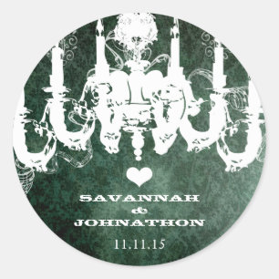 Adesivo Redondo Casamento com aves Chandelier Chandelier, em Flore