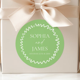 Adesivo Redondo Casamento com Borda Ondulada Verde Cítrico Caprich