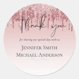 Adesivo Redondo CASAMENTO com Brilho Rosa Dourado Rosa MAIS BARATO