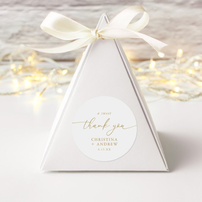 Adesivo Redondo Casamento com Caligrafia Dourada Moderna (Criador carregado)