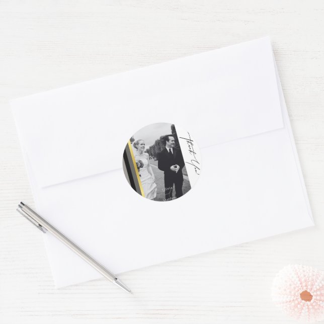 Adesivo Redondo Casamento com Cinzas Negras Douradas e Elegantes (Envelope)