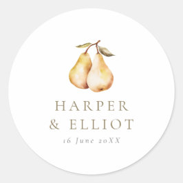 Adesivo Redondo Casamento com Círculo das Peras Botânicas Modernas