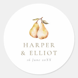 Adesivo Redondo Casamento com Círculo das Peras Botânicas Modernas
