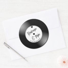 Adesivo Redondo Casamento com Disco de Vinil Retrô