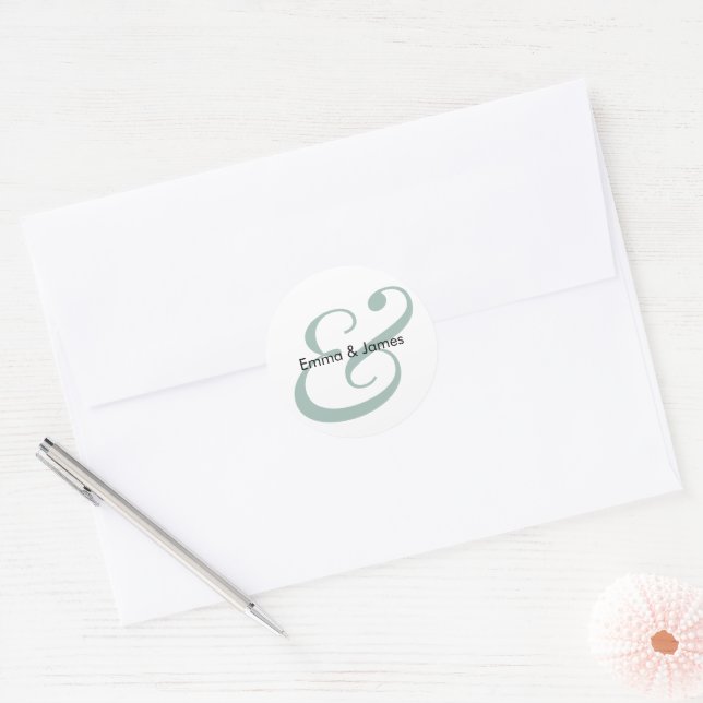 Adesivo Redondo Casamento com E comercial Esmeralda | Envelope Mon (Envelope)