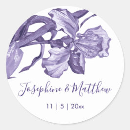 Adesivo Redondo Casamento com Flor em Íris Roxo