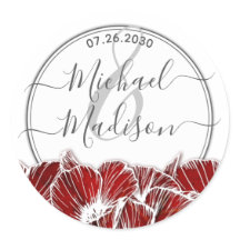 Casamento com Flor Vermelho Elegante