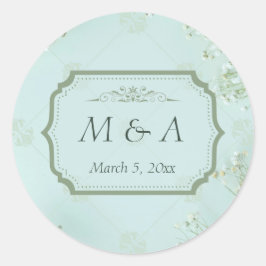 Adesivo Redondo Casamento com Flores Brancas Pastel