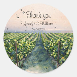 Adesivo Redondo Casamento com Itália de Destino de Vinha Russo