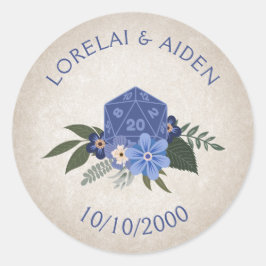 Adesivo Redondo Casamento com Jogadores de Dice RPG