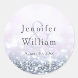 Adesivo Redondo Casamento com Lente Roxo de Prata Moderna