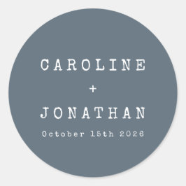 Adesivo Redondo Casamento com Máquina de Digitalização Azul Escura