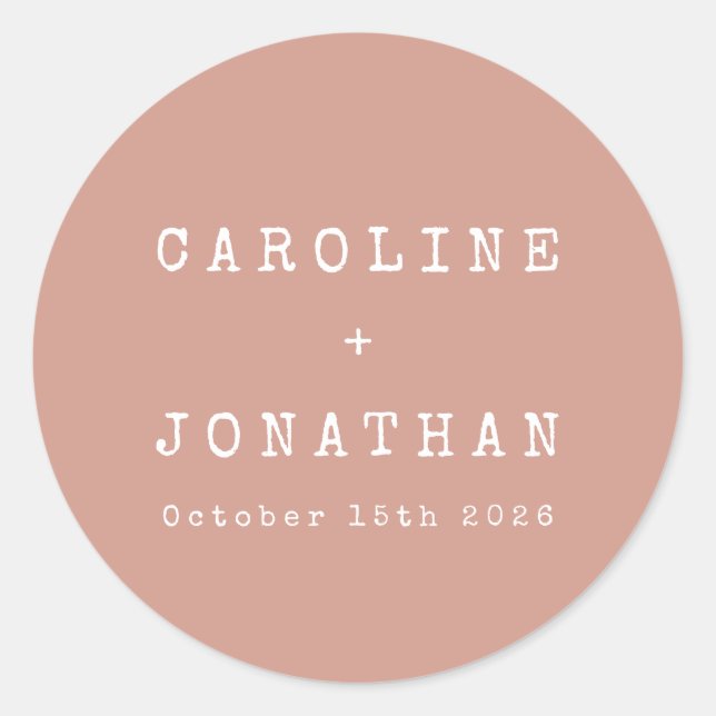 Adesivo Redondo Casamento com Máquina de Máquina de Rosa Dusty Ret (Frente)