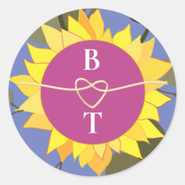 Adesivo Redondo Casamento com Monograma Floral Retro