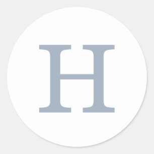 Adesivo Redondo Casamento com Monograma Simples em Azul Poeirento 