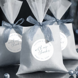 Adesivo Redondo Casamento com nossos Obrigados Blue White ID1045